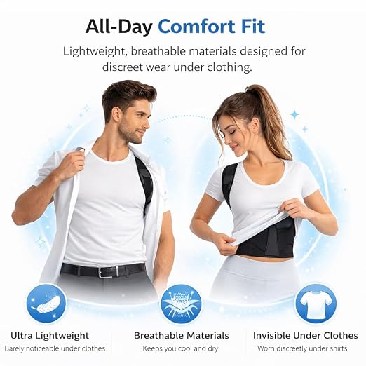 Adjustable Posture Corrector Belt – Back & Shoulder Support