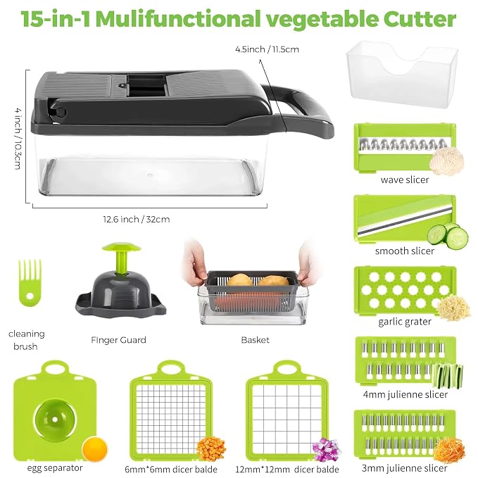 15-in-1 Multifunctional Vegetable Chopper & Slicer
