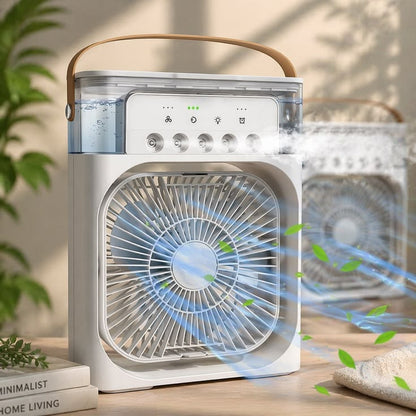 Portable Air Cooler Fan with Mist, USB Powered, Water Tank, 3 Speed Settings, Air Cooler Fan with Water Tank & USB Power, Mini Personal Cooler with 3 Speeds for Home, Office