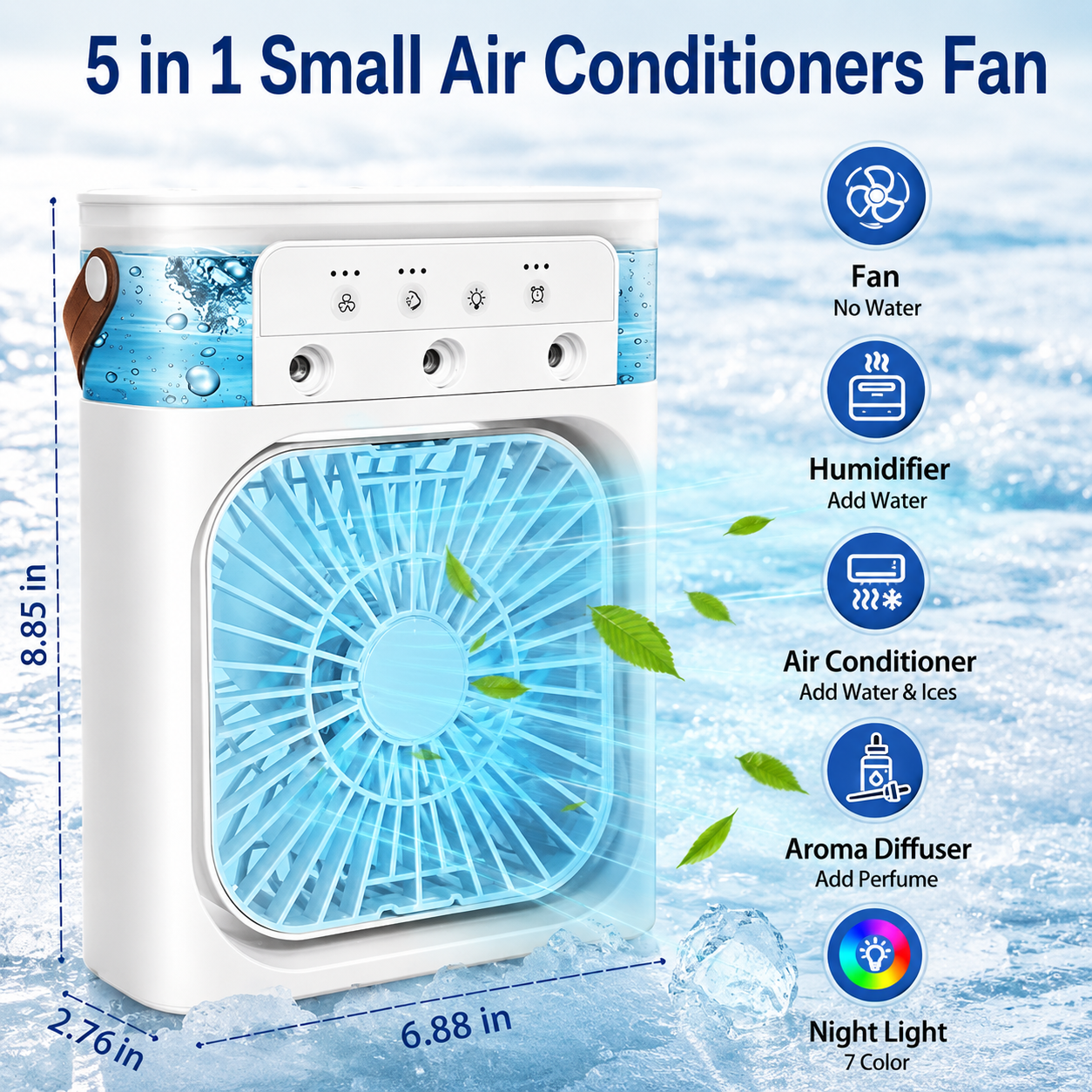 Portable Air Cooler Fan with Mist, USB Powered, Water Tank, 3 Speed Settings, Air Cooler Fan with Water Tank & USB Power, Mini Personal Cooler with 3 Speeds for Home, Office