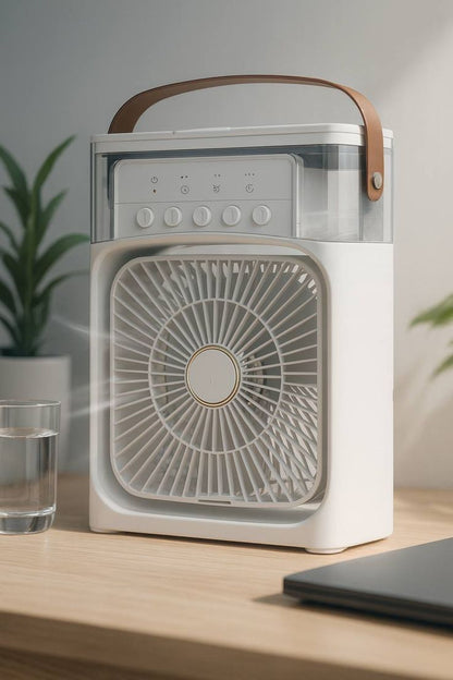 Portable Air Cooler Fan with Mist, USB Powered, Water Tank, 3 Speed Settings, Air Cooler Fan with Water Tank & USB Power, Mini Personal Cooler with 3 Speeds for Home, Office