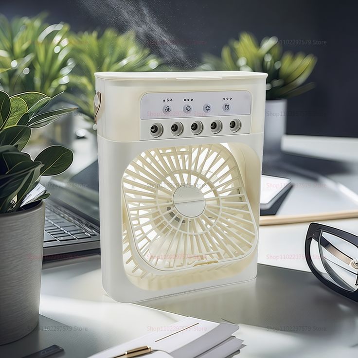 Portable Air Cooler Fan with Mist, USB Powered, Water Tank, 3 Speed Settings, Air Cooler Fan with Water Tank & USB Power, Mini Personal Cooler with 3 Speeds for Home, Office